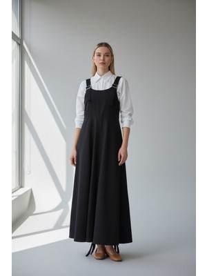 Molly Nelly Kadın Askılı Kemerli Şık Dikiş Detaylı Salopet Tulum