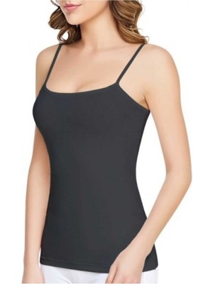 Tutku Kadın %100 Pamuk 6'lı  Paket Ip Askılı Ince Atlet - 0135-SİYAH-XL