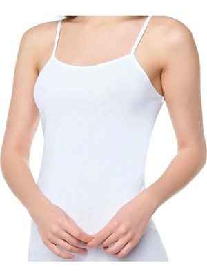 Tutku Kadın 6 'lı Paket Pamuklu Ip Askılı Ribina Atlet-Beyaz-S