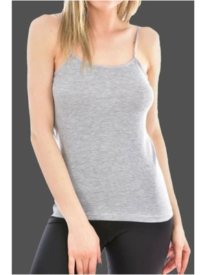 Tutku Kadın Gri 6'lı Paket Pamuklu Ribana Atlet Yazlık Kullanım için Rahat ve Esnek