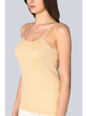 Tutku Kadın Pamuklu Ribana İp Askılı Atlet 6'lı Paket Ten Rengi 3XL Standart Kalıp