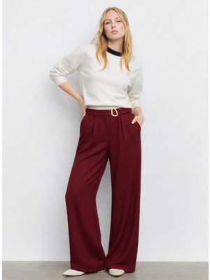 Hakke Yüksek Bel Kemer Detaylı Palazzo Pantolon