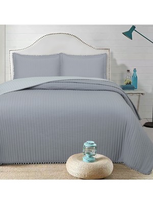 Bella Home Sofia Ponponlu Çift Kişilik Yatak Örtüsü Seti - 260X240 cm