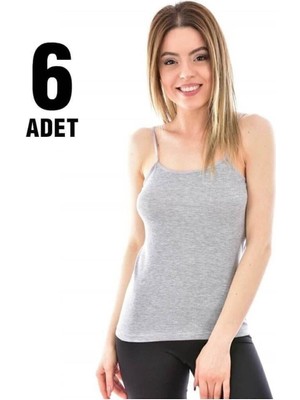 Tutku Ip Askılı Atlet 6lı Gri 5 Standart Beden Kadın Nefes Alabilir Kumaş ile Rahat Kullanım