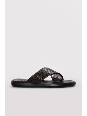 Fast Step Hakiki Deri  Erkek Düz Terlik 295MA629