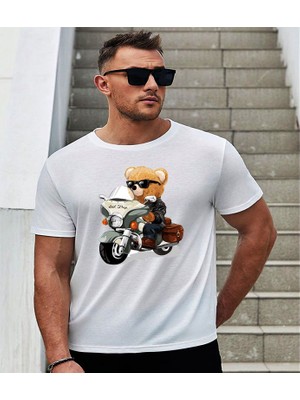 ÇARŞI47 Ayıcık Baskılı Tişört Erkek Yetşkin T-Shirt 3D Baskı Kalitesi