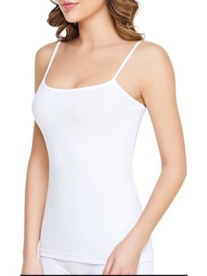 Tutku Bayan İp Askılı Atlet Beyaz 2 Standart Beden Nefes Alabilir Esnek Kumaş