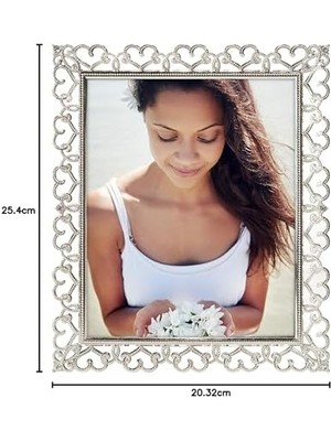 International Designs Enchanted Herzen Durchbrochen Silber Mit Jewels Bilderrahmen, 8 x 10, Silber