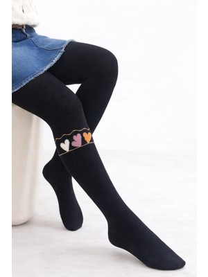 Gigi Giyim Kalp Desenli Kız Çocuk Külotlu Çorap