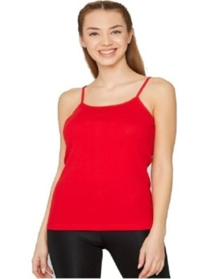 Tutku Kadın Ten 3 Lü Paket Pamuklu Ribana Ip Askılı Atlet-Kırmızı-3xl