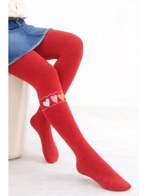 Gigi Giyim Kalp Desenli Kız Çocuk Külotlu Çorap