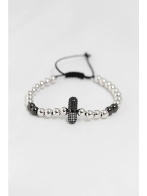 Inure Jewelry Füme Gümüş Renk Çelik Zirkon Objeli Asansörlü Bileklik