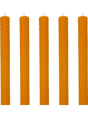 Braventa Collection (5 Adet) Şamdan Mumu (21X2CM) Doğal Petek Balmumu Seti Beeswax Bal Mumu Mum Özel Dekoratif Mum Balmu