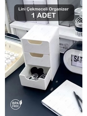 Fesya Home Lını 1 Adet Mini Organizer 3 Çekmeceli Düzenleyici Set Takı, Hobi ve Küçük Aksesuar Kutusu - Beyaz