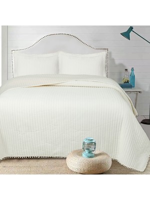 Bella Home Sofia Ponponlu Çift Kişilik Yatak Örtüsü Seti - 260X240 cm