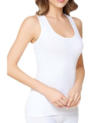 Tutku Kadın Beyaz Kalın Askılı Ribana Atlet 6 Adet-Ten-3xl
