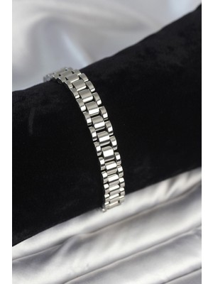 Inure Jewelry 316L Çelik Gümüş Renk 9 mm Kalınlık Erkek Bileklik