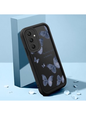 Ucuc Samsung Galaxy S25 Uyumlu Siyah Silikon Kılıf Kelebek Desenli Darbeye Dayanıklı Lens Koruma
