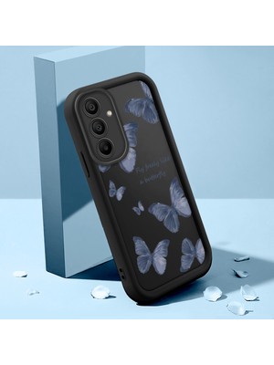 Ucuc Samsung Galaxy A15 5g Uyumlu Siyah Silikon Kılıf Kelebek Desenli Darbeye Dayanıklı Lens Koruma