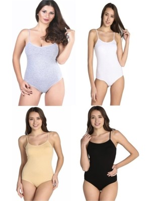 Tutku Kadın 12'li Karışık Paket Ip Askılı Likralı Kancalı Çıtçıtlı Body Zıbın-Karışık-Xl