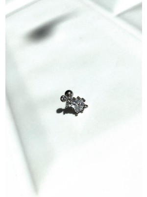 Spossy Silver Jewelry Kalp Piercing Küpe