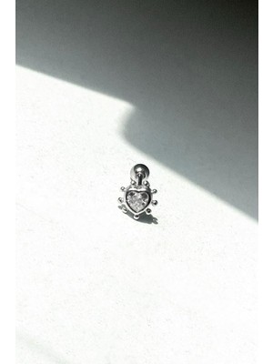 Spossy Silver Jewelry Kalp Piercing Küpe