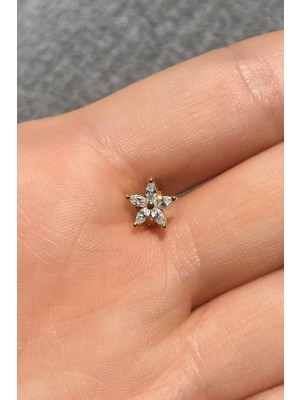 Spossy Silver Jewelry Papatya Halka Piercing Küpe