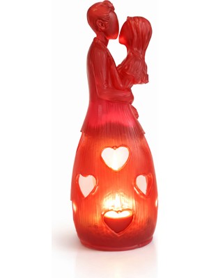 Şah Object Romantik Çift Figürlü Epoksi Mumluk – Kalp Detaylı Dekoratif Mum Lambası & Sevgili Hediyesi