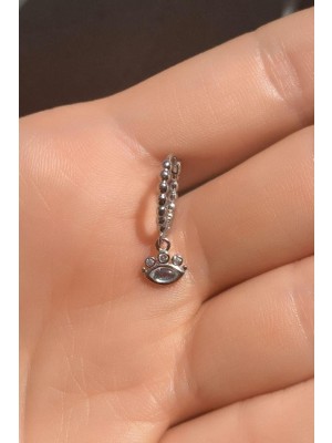 Spossy Silver Jewelry Opal Taşlı Göz Piercing Küpe