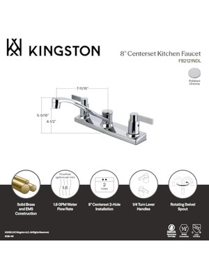 FB2121NDL 7-11/16-Inç Emzikli Nuvofusion 8-Inç Mutfak Bataryası, Parlak Krom