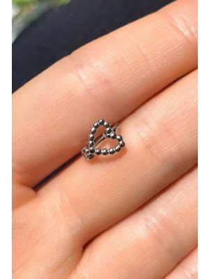 Spossy Silver Jewelry Kalp Halka Piercing Küpe