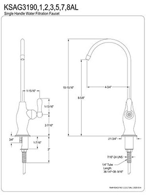 KSAG3197AL Restorasyon Su Filtrasyon Musluğu, Fırçalanmış Pirinç, 2 x 4,75 x 10,94