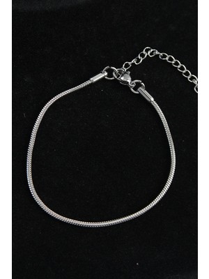 Inure Jewelry 316L Çelik Oval Italyan Model Gümüş Renk Erkek Bileklik