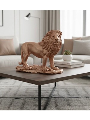 Mirsa Global Dekoratif Aslanl Biblo Ev Ofis Heykal Polyester Roz Gold