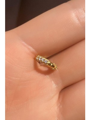 Spossy Silver Jewelry Taşlı Halka Piercing Küpe