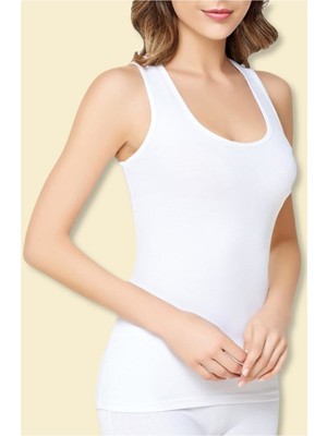 Tutku Kadın Beyaz 3'lü Paket Pamuklu Ribana Askılı Atlet-Beyaz-3xl