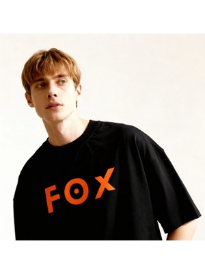 Fox Dune Co. Oversize 3 Iplik Pamuk Baskılı T-Shirt