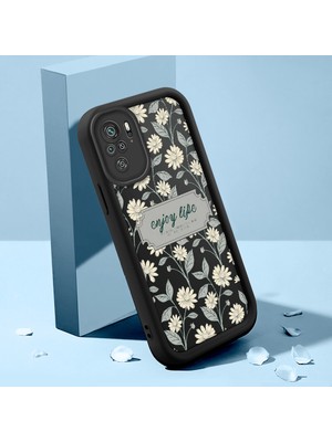 Ucuc Xiaomi Redmi Note 10/10S Uyumlu Siyah Silikon Kılıf Retro Çiçek Desenli Darbeye Dayanıklı Lens Koruma