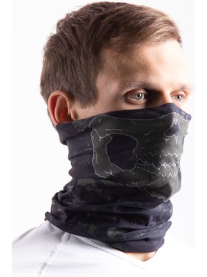 Oil Company Unisex Terletmez Çok Fonksiyonlu Kurukafa Desenli 4 Mevsim Kullanılabilir Mikrofiber Boyunluk