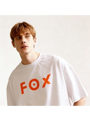 Fox Dune Co. Oversize 3 Iplik Pamuk Baskılı T-Shirt
