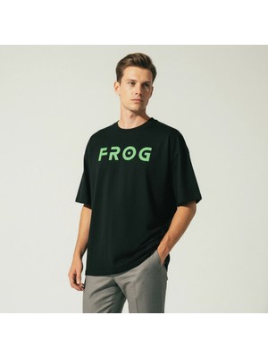 Frog Dune Co. Oversize 3 Iplik Pamuk Baskılı T-Shirt