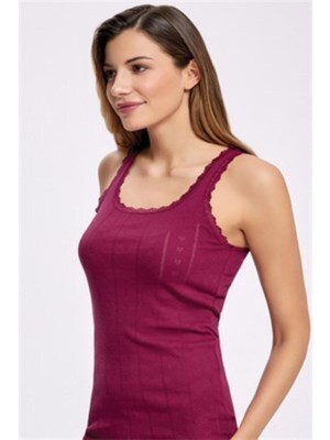 Tutku Kadın Jakarlı Geniş Askılı Atlet 6 Adet-Vişne-2xl