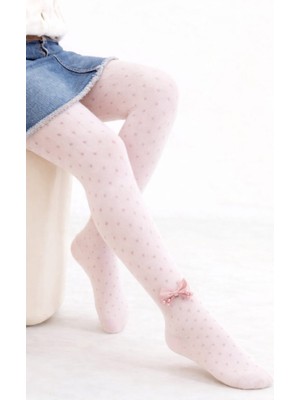 Gigi Giyim Kendinden Desenli Kurdeleli Kız Çocuk Külotlu Çorap