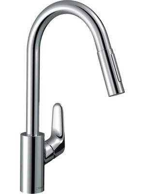 Hansgrohe Focus M41 Tek Kollu Eviye Bataryası 240, Çekilebilir El Duşu, 2jet Krom