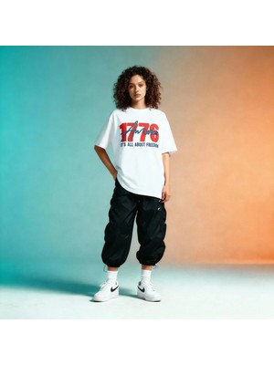 Dune 1776 America Freedom Oversize 3 Iplik Pamuk Baskılı  T-Shirt