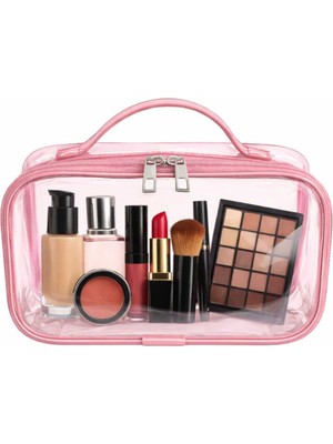 Maykis Şeffaf Makyaj Çantası Taşıma Saplı Geniş Hacimli Kozmetik Çantası 24X17X7 cm