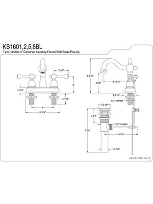 KS1601BL Merkez Seti Pirinç Açılır Lavabo Bataryası, Krom