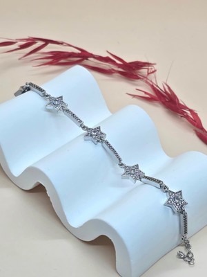 Yıldız Model Zirkon Taşlı Silver Bileklik