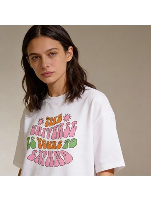 Dune Universe Expand Oversize Pamuk 3 İplik Beyaz T-shirt