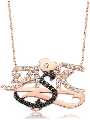 Akıllı Durak 925 Ayar Gümüş Aşk Yazılı Kadın Gümüş Kolye PT0461126 (491)